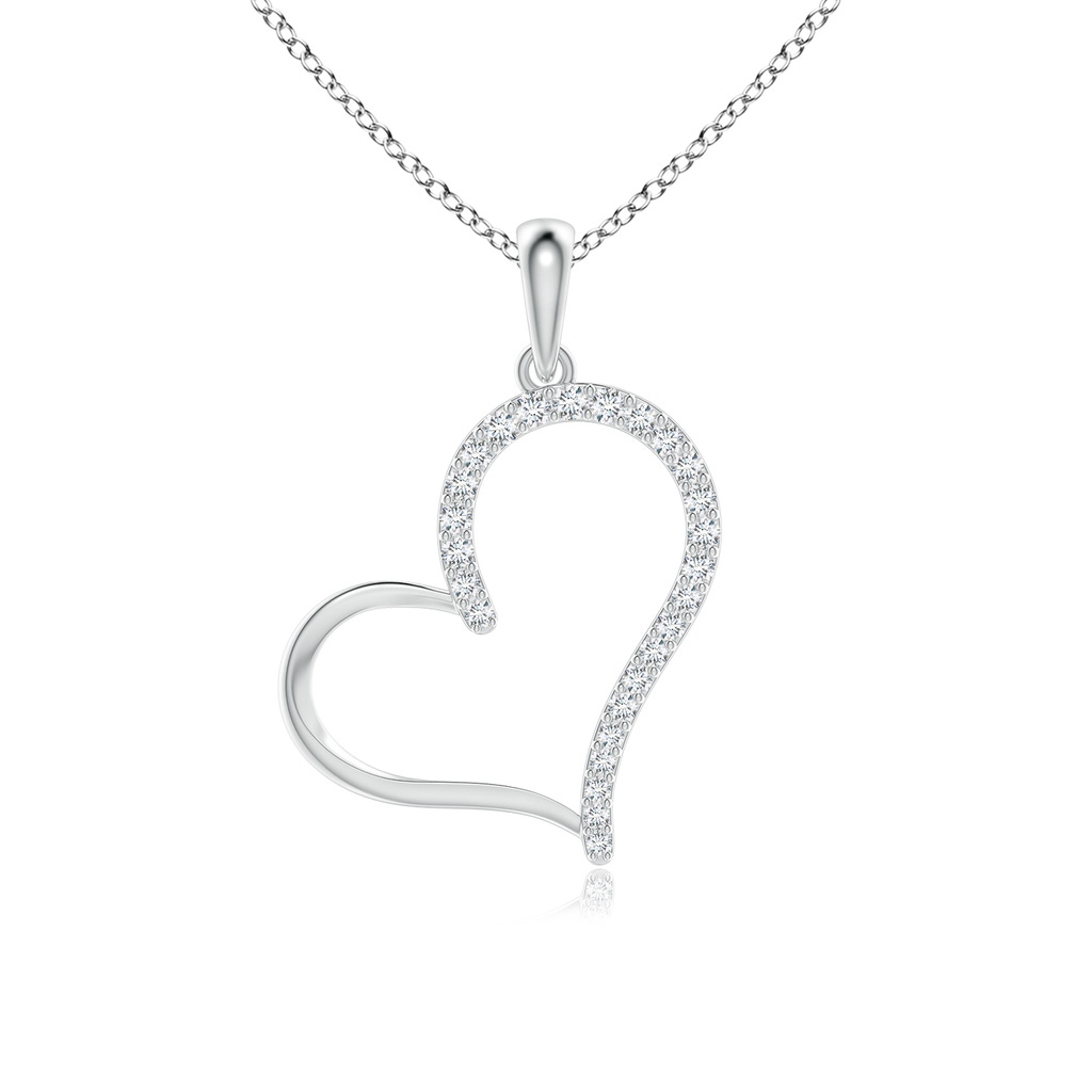 1.15mm GVS2 Diamond Tilted Heart Dangle Pendant in P950 Platinum