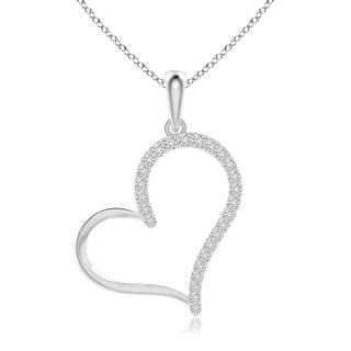 1.35mm HSI2 Diamond Tilted Heart Dangle Pendant in White Gold