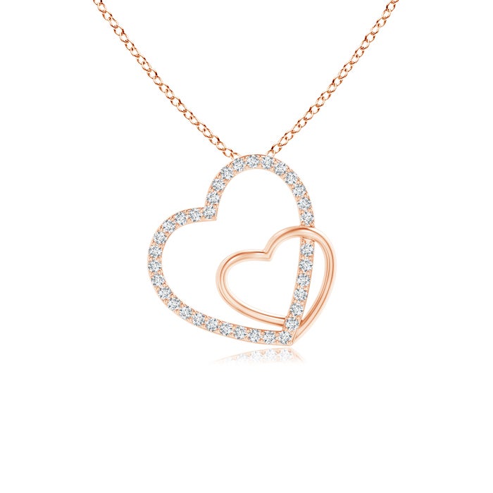 Entwined Natural Diamond Double Tilted Heart Pendant