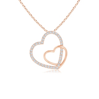 0.9mm GVS2 Entwined Diamond Double Tilted Heart Pendant in Rose Gold