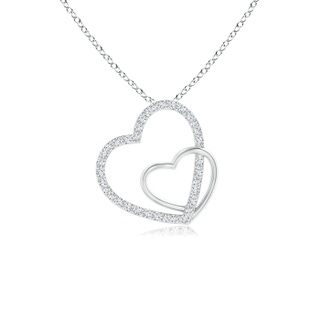 0.9mm GVS2 Entwined Diamond Double Tilted Heart Pendant in White Gold