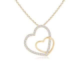 0.9mm GVS2 Entwined Diamond Double Tilted Heart Pendant in Yellow Gold