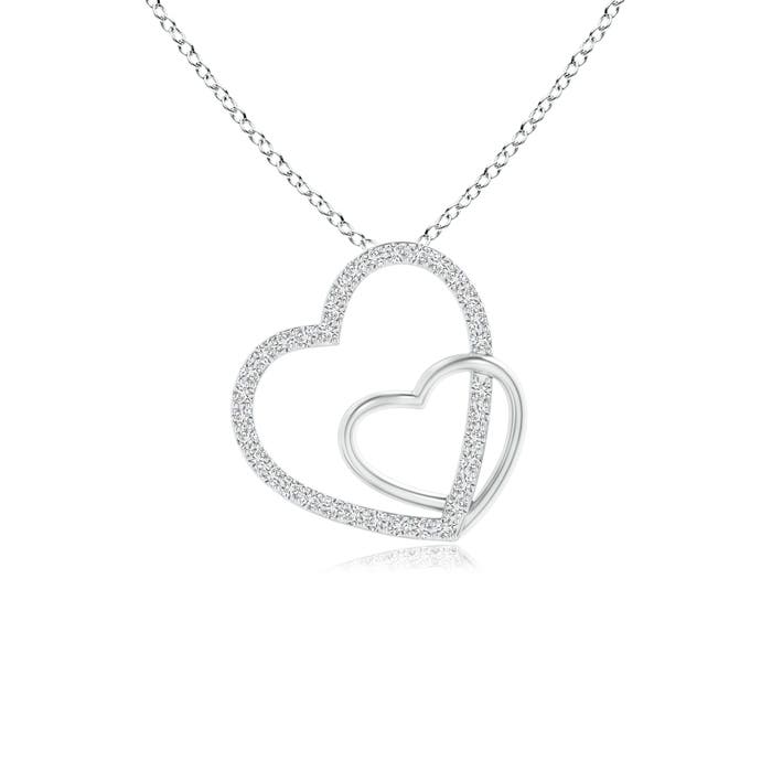 0.9mm HSI2 Entwined Diamond Double Tilted Heart Pendant in P950 Platinum