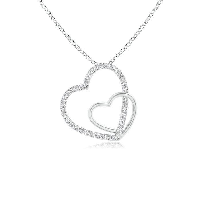 0.9mm HSI2 Entwined Diamond Double Tilted Heart Pendant in P950 Platinum 