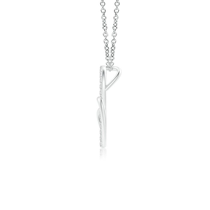 0.9mm HSI2 Entwined Diamond Double Tilted Heart Pendant in P950 Platinum