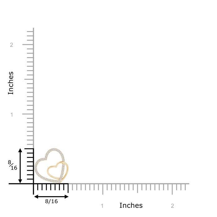 0.9mm HSI2 Entwined Diamond Double Tilted Heart Pendant in Yellow Gold product image