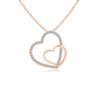 0.9mm KI3 Entwined Diamond Double Tilted Heart Pendant in 9K Rose Gold