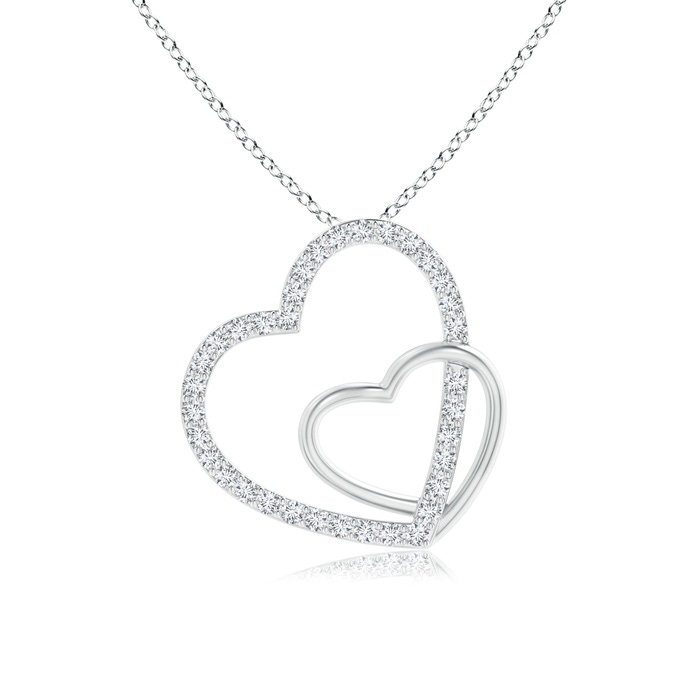 1.1mm GVS2 Entwined Diamond Double Tilted Heart Pendant in White Gold