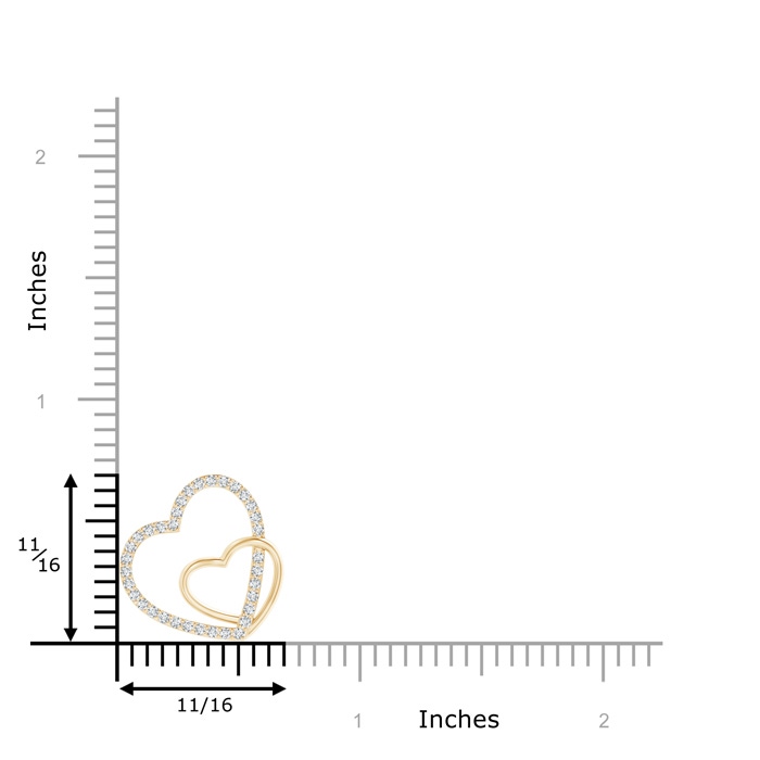 1.1mm GVS2 Entwined Diamond Double Tilted Heart Pendant in Yellow Gold product image