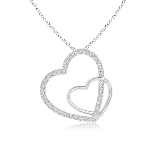 1.1mm HSI2 Entwined Diamond Double Tilted Heart Pendant in White Gold