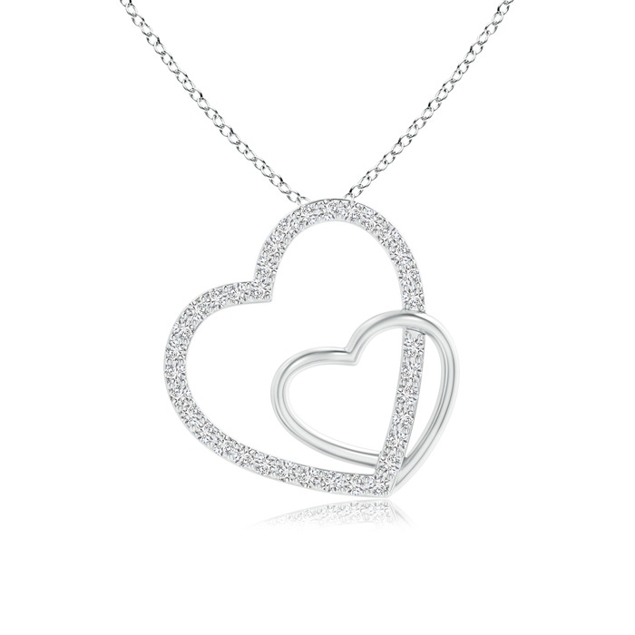 1.1mm HSI2 Entwined Diamond Double Tilted Heart Pendant in White Gold 