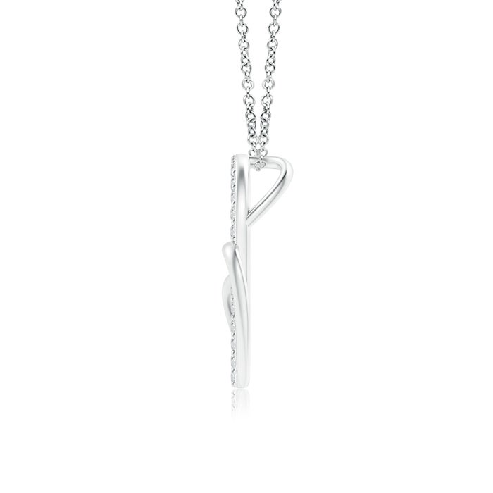 1.1mm HSI2 Entwined Diamond Double Tilted Heart Pendant in White Gold - side 1