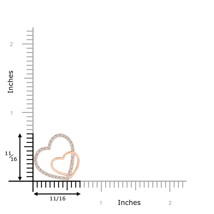 1.1mm IJI1I2 Entwined Diamond Double Tilted Heart Pendant in Rose Gold product image