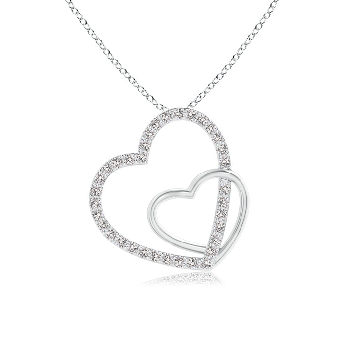 1.1mm IJI1I2 Entwined Diamond Double Tilted Heart Pendant in White Gold 
