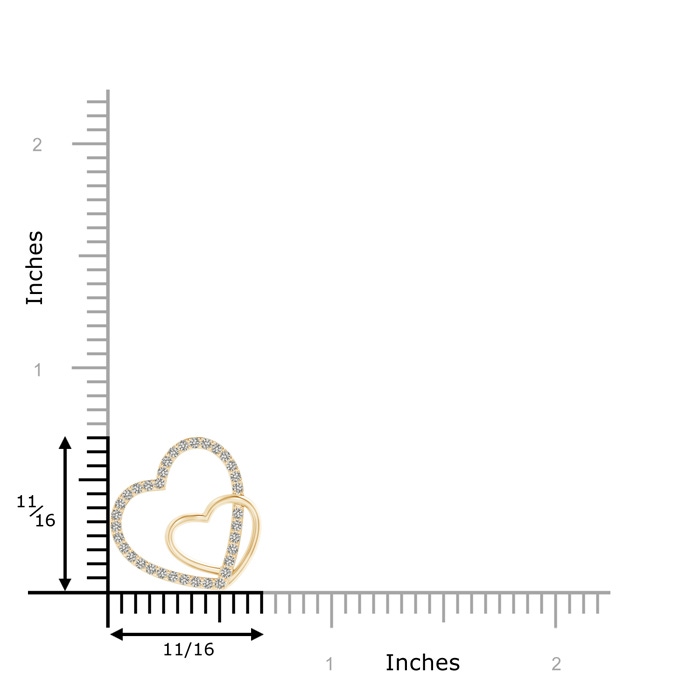 1.1mm KI3 Entwined Diamond Double Tilted Heart Pendant in Yellow Gold product image