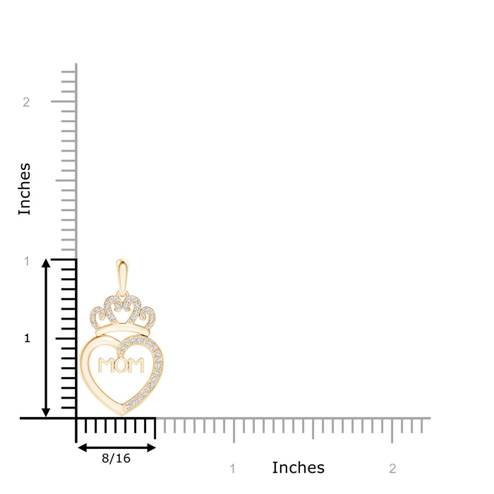 0.9mm GVS2 Diamond Studded Crown "MOM" Heart Pendant in Yellow Gold product image