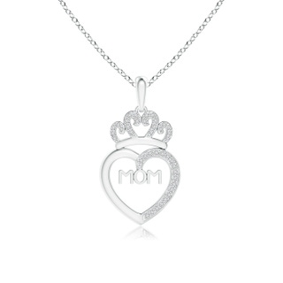 0.9mm HSI2 Diamond Studded Crown "MOM" Heart Pendant in White Gold