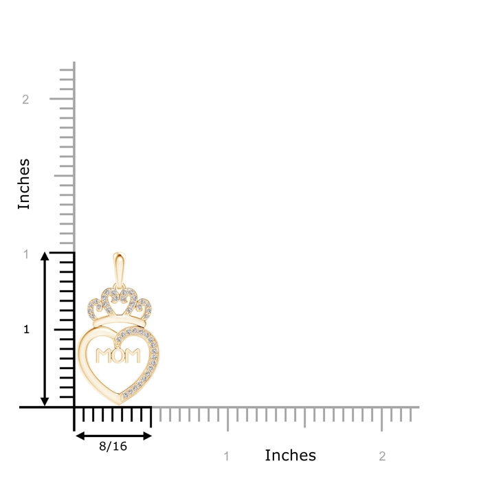 0.9mm IJI1I2 Diamond Studded Crown "MOM" Heart Pendant in Yellow Gold product image