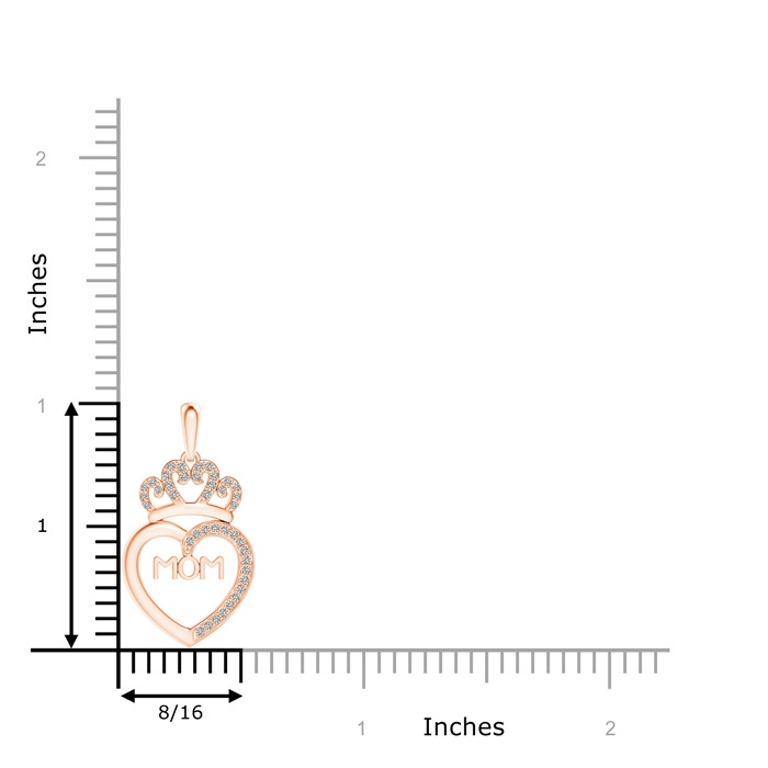 0.9mm KI3 Diamond Studded Crown "MOM" Heart Pendant in Rose Gold product image