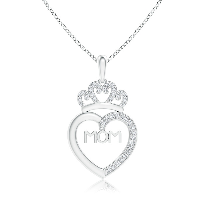 1mm GVS2 Diamond Studded Crown "MOM" Heart Pendant in P950 Platinum