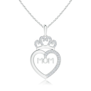 1mm GVS2 Diamond Studded Crown "MOM" Heart Pendant in White Gold