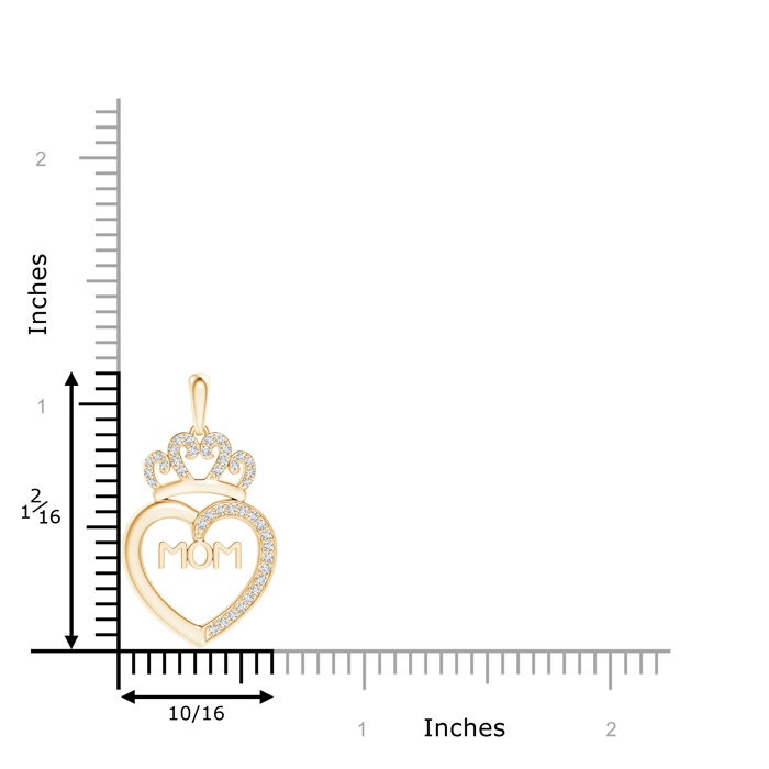 1mm GVS2 Diamond Studded Crown "MOM" Heart Pendant in Yellow Gold product image
