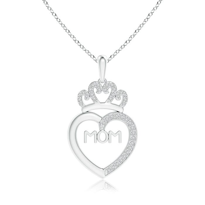 1mm HSI2 Diamond Studded Crown "MOM" Heart Pendant in P950 Platinum