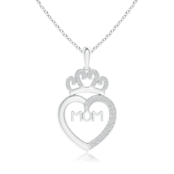 1mm HSI2 Diamond Studded Crown "MOM" Heart Pendant in P950 Platinum 