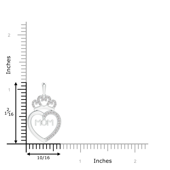 1mm IJI1I2 Diamond Studded Crown "MOM" Heart Pendant in White Gold product image