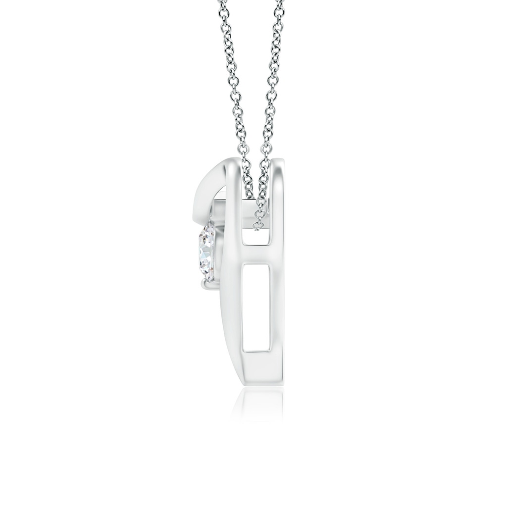 3.8mm GVS2 Solitaire Diamond Ribbon Heart Pendant in 18K White Gold - side 199