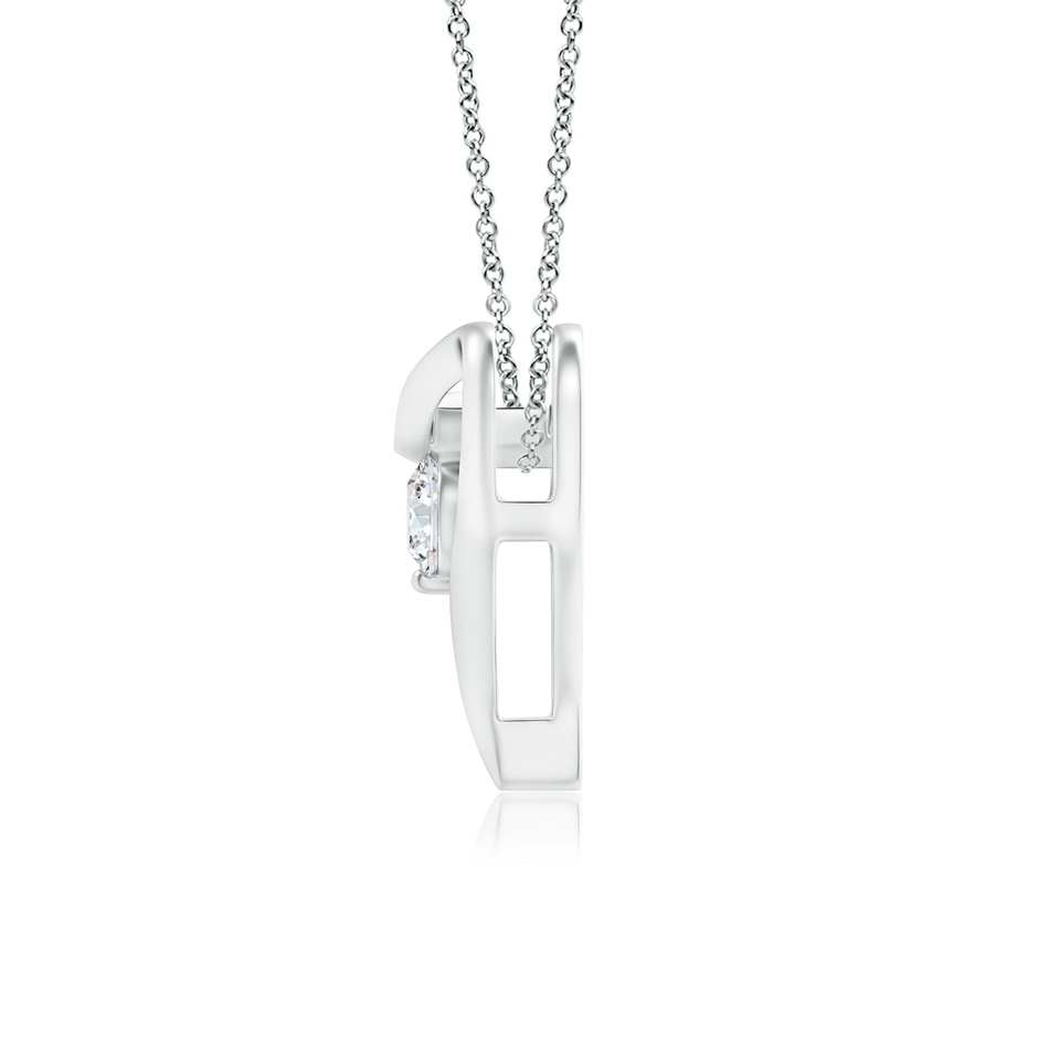 3.8mm GVS2 Solitaire Diamond Ribbon Heart Pendant in P950 Platinum side 199