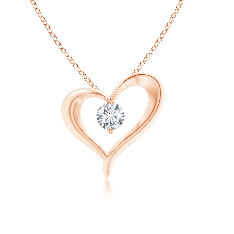 3.8mm GVS2 Solitaire Diamond Ribbon Heart Pendant in Rose Gold 