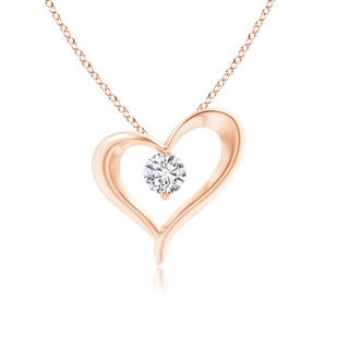3.8mm HSI2 Solitaire Diamond Ribbon Heart Pendant in Rose Gold
