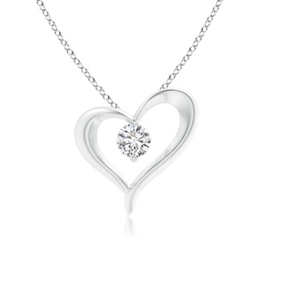 3.8mm HSI2 Solitaire Diamond Ribbon Heart Pendant in White Gold