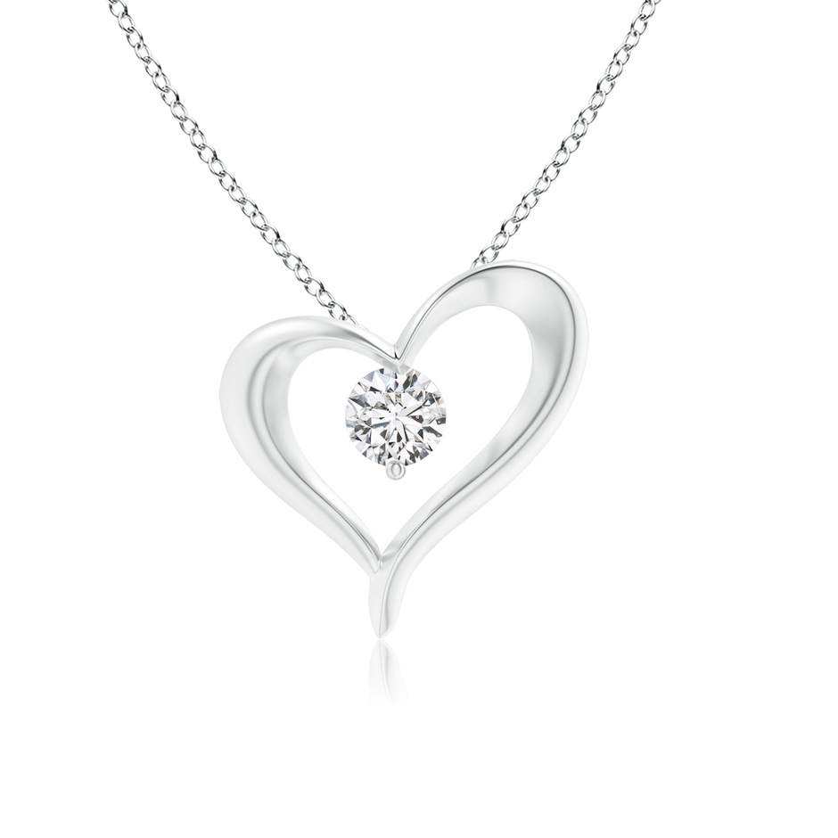 3.8mm HSI2 Solitaire Diamond Ribbon Heart Pendant in White Gold 