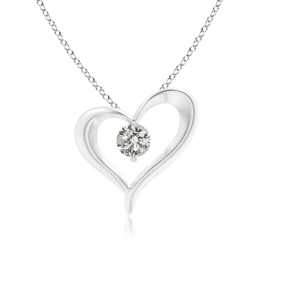 3.8mm KI3 Solitaire Diamond Ribbon Heart Pendant in White Gold 
