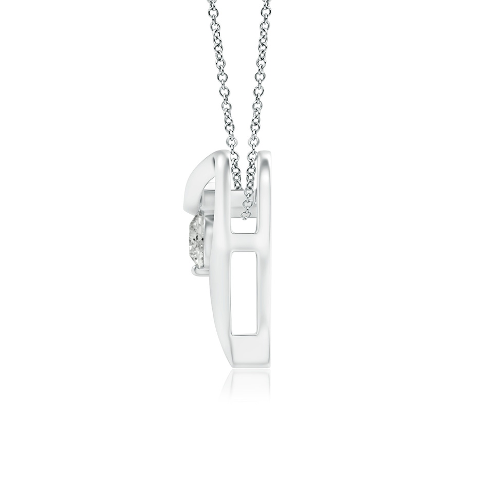 3.8mm KI3 Solitaire Diamond Ribbon Heart Pendant in White Gold side 199