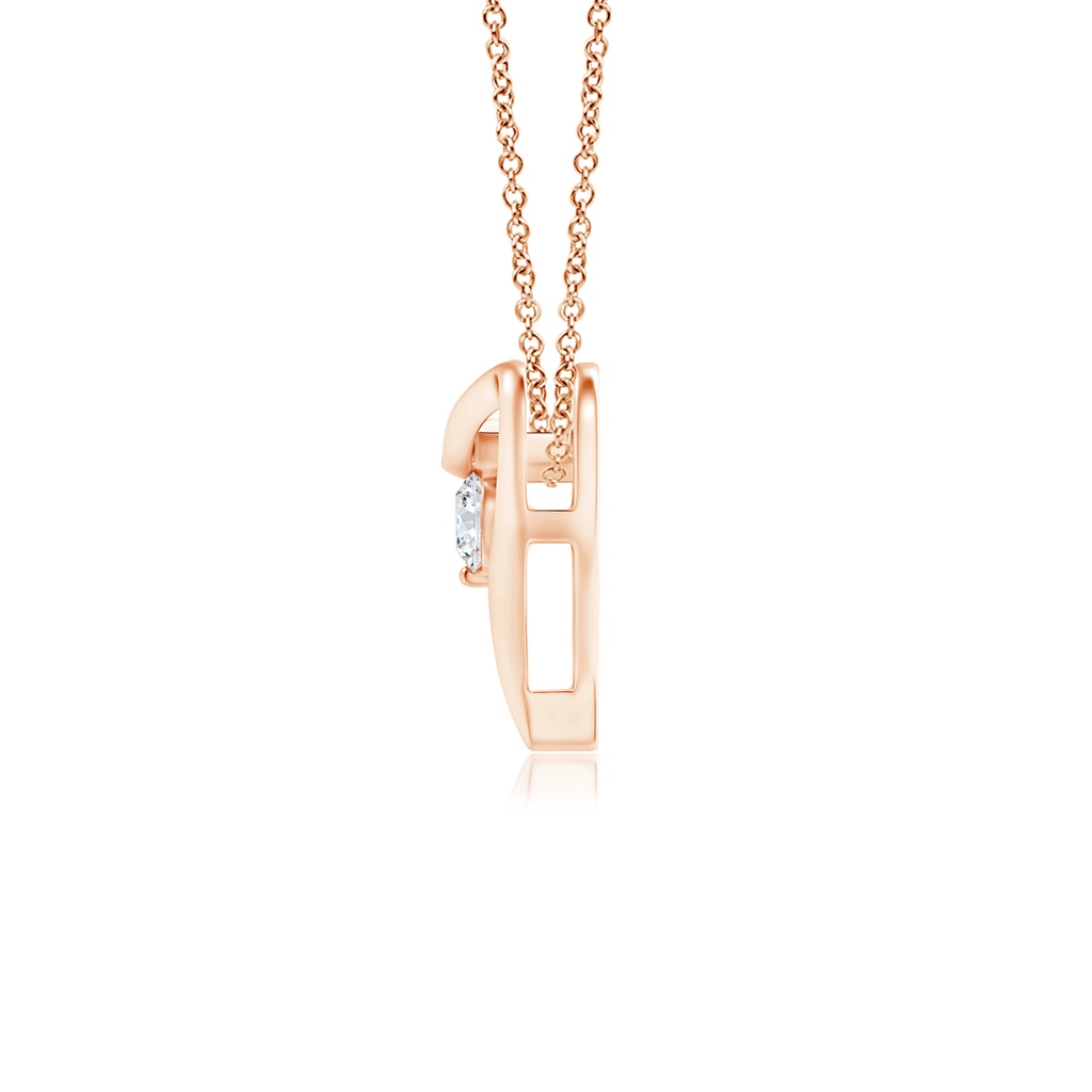 3mm GVS2 Solitaire Diamond Ribbon Heart Pendant in Rose Gold - side 199