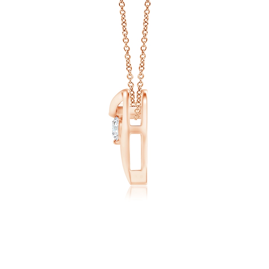 3mm GVS2 Solitaire Diamond Ribbon Heart Pendant in Rose Gold side 199