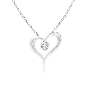 3mm HSI2 Solitaire Diamond Ribbon Heart Pendant in White Gold