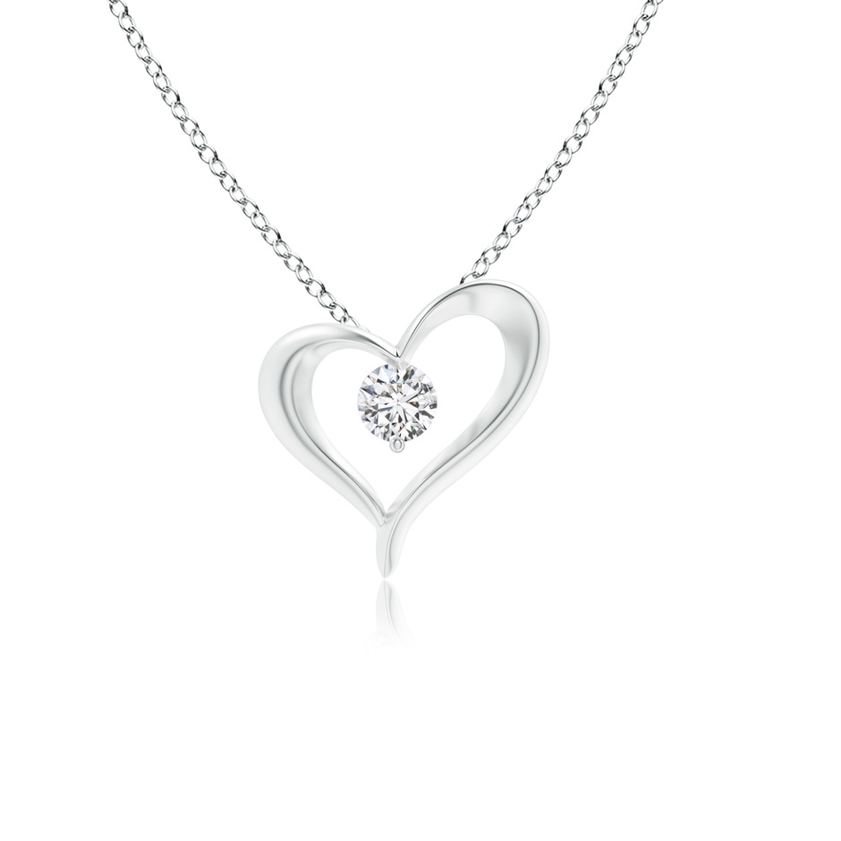 3mm HSI2 Solitaire Diamond Ribbon Heart Pendant in White Gold 