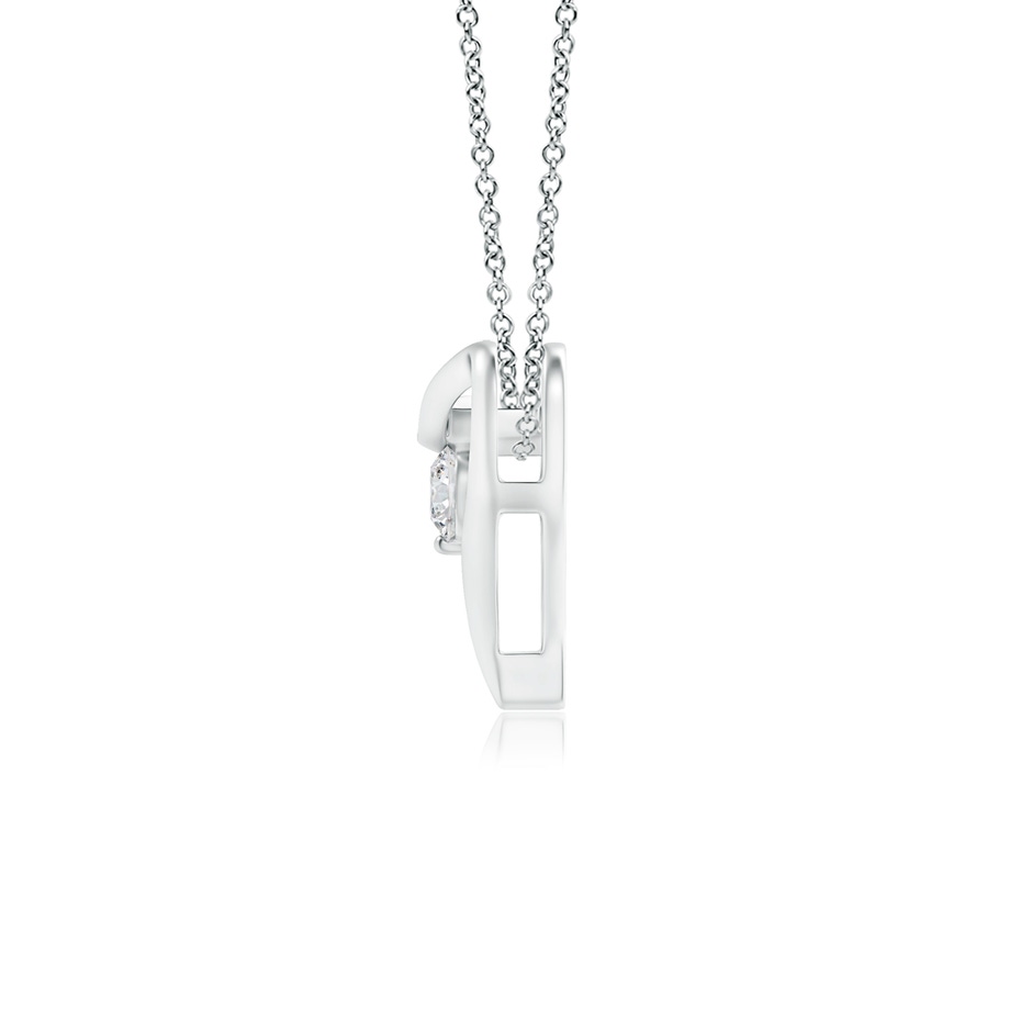 3mm HSI2 Solitaire Diamond Ribbon Heart Pendant in White Gold side 199