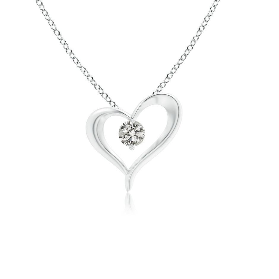 3mm KI3 Solitaire Diamond Ribbon Heart Pendant in White Gold 