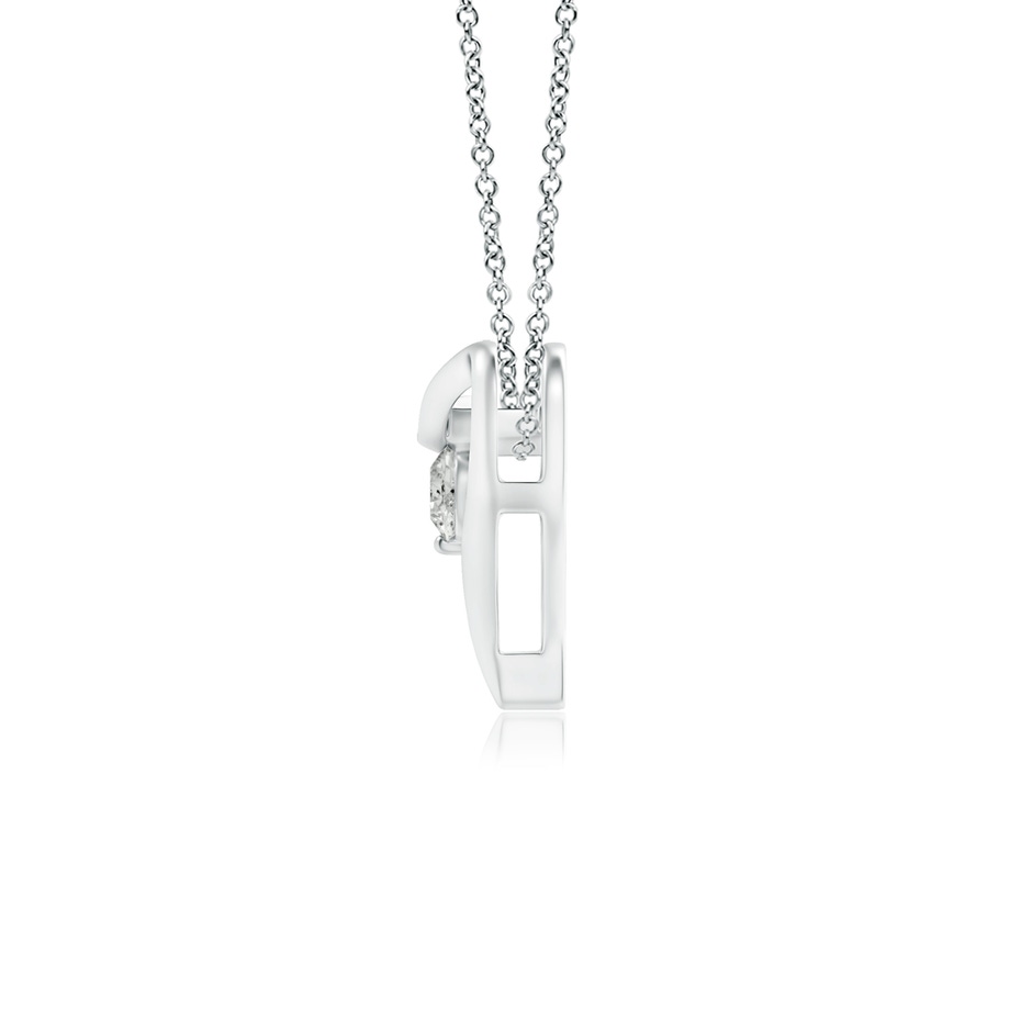 3mm KI3 Solitaire Diamond Ribbon Heart Pendant in White Gold side 199