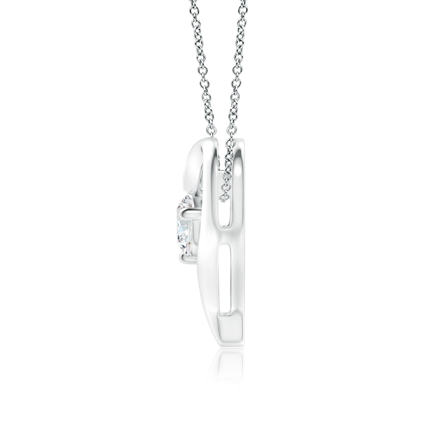 5.1mm GVS2 Solitaire Diamond Ribbon Heart Pendant in 18K White Gold