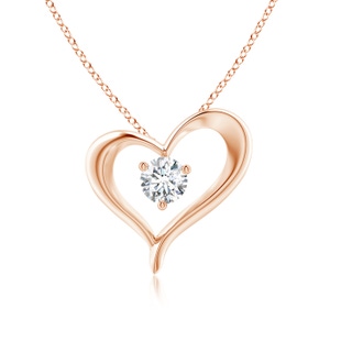 5.1mm GVS2 Solitaire Diamond Ribbon Heart Pendant in Rose Gold