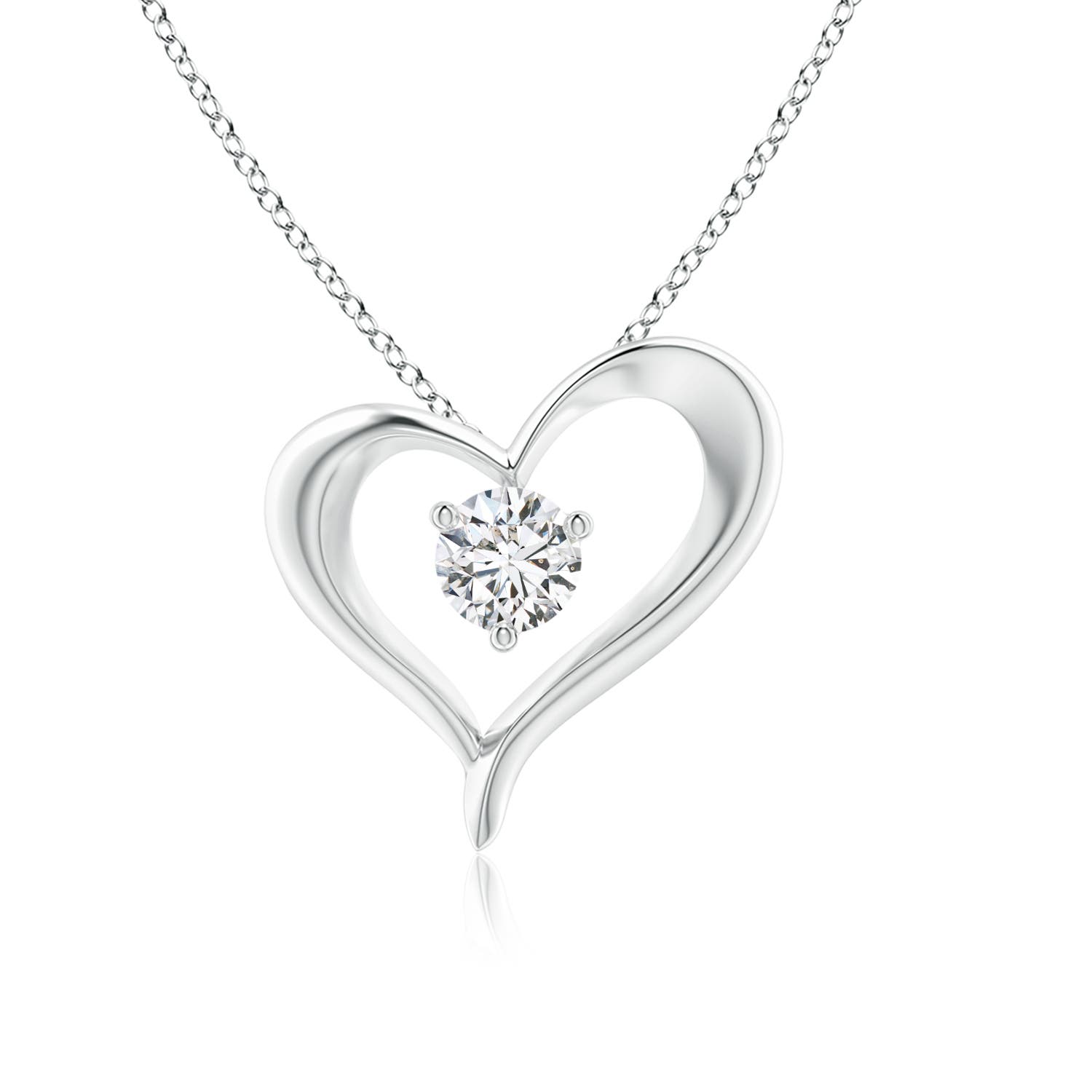 5.1mm HSI2 Solitaire Diamond Ribbon Heart Pendant in 18CT White Gold
