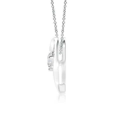 5.1mm HSI2 Solitaire Diamond Ribbon Heart Pendant in 18K White Gold