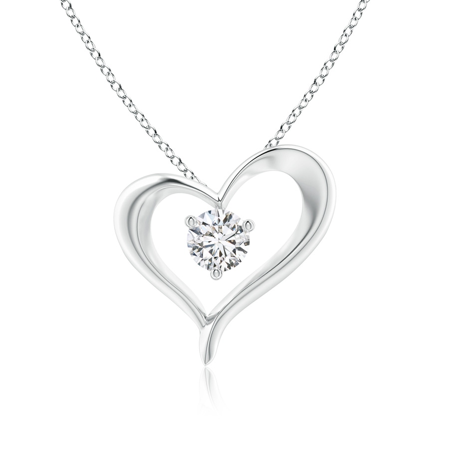 5.1mm HSI2 Solitaire Diamond Ribbon Heart Pendant in White Gold 