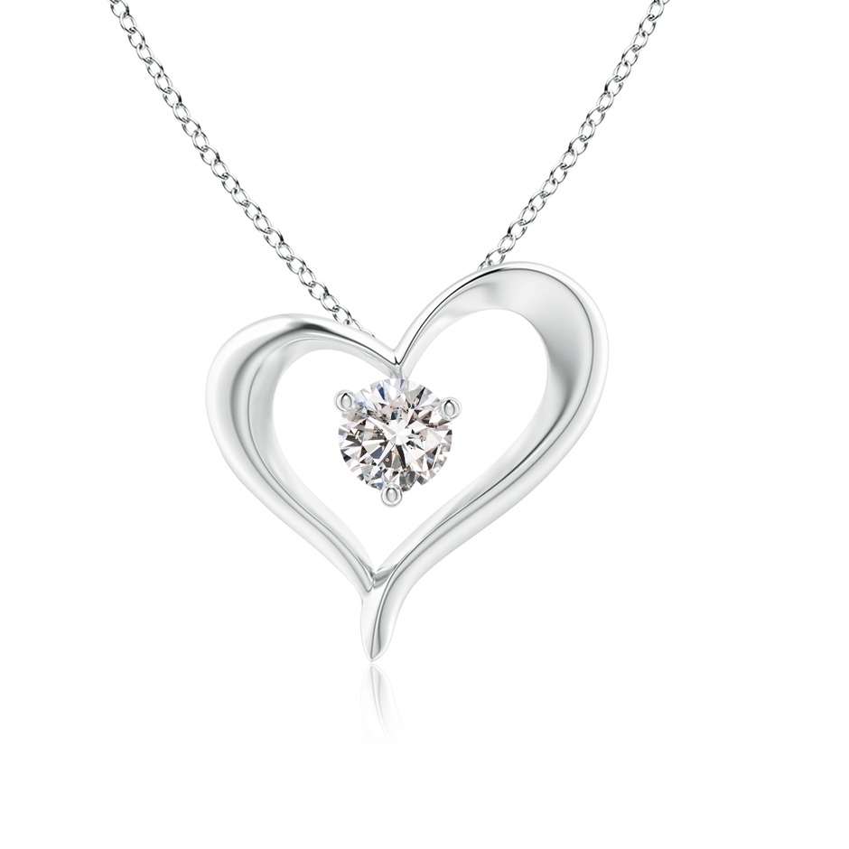 5.1mm IJI1I2 Solitaire Diamond Ribbon Heart Pendant in White Gold 